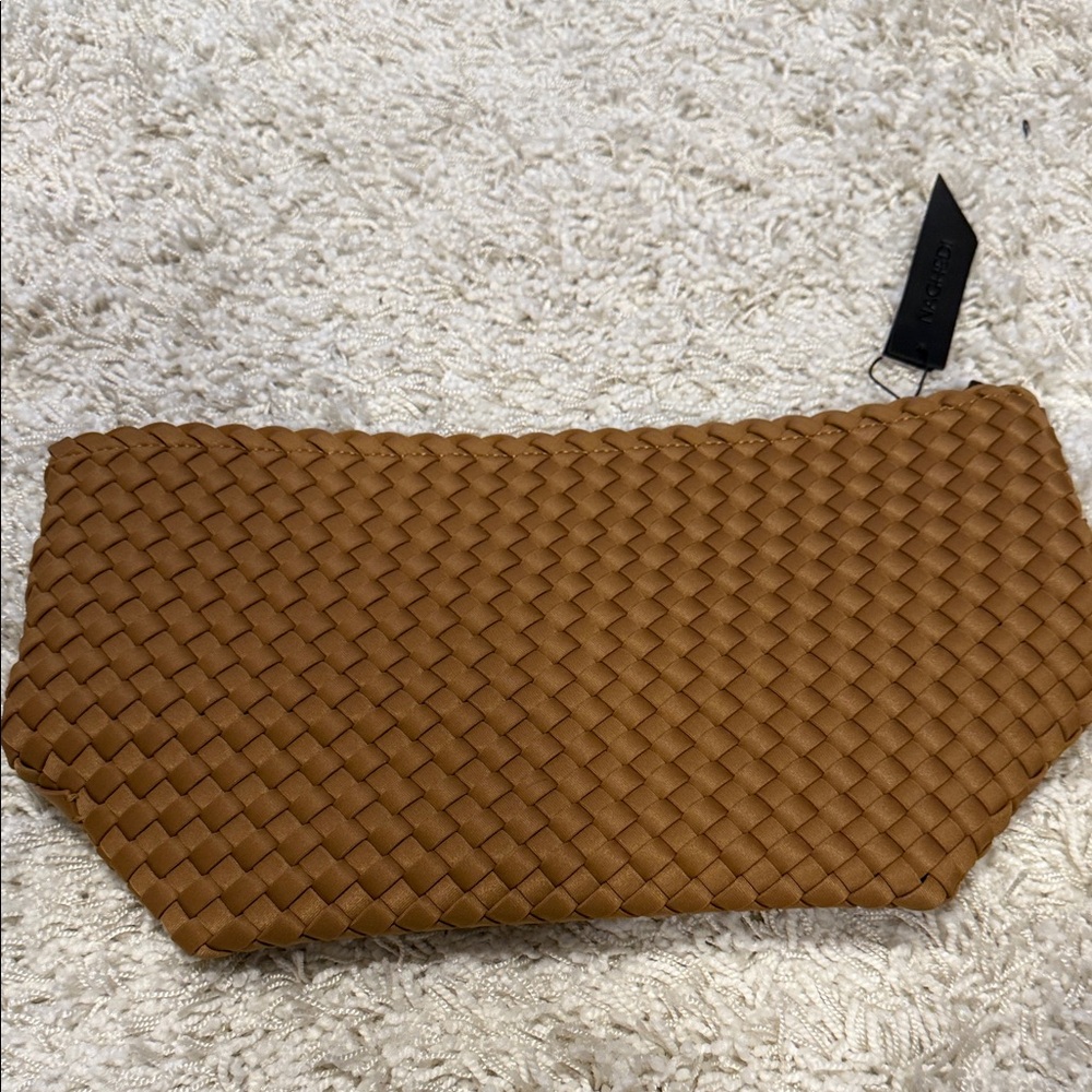 NWT Naghedi Portofino Tan Woven Cosmetic Bag - Picture 6 of 7
